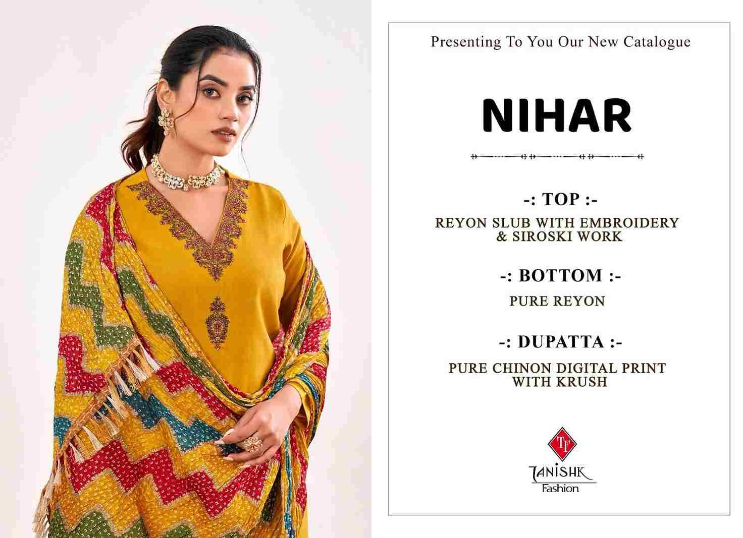 Nihar By Tanishk Fashion 61001 To 61008 Series Beautiful Suits Stylish Fancy Colorful Casual Wear & Ethnic Wear Collection Rayon Slub Embroidered Dresses At Wholesale Price