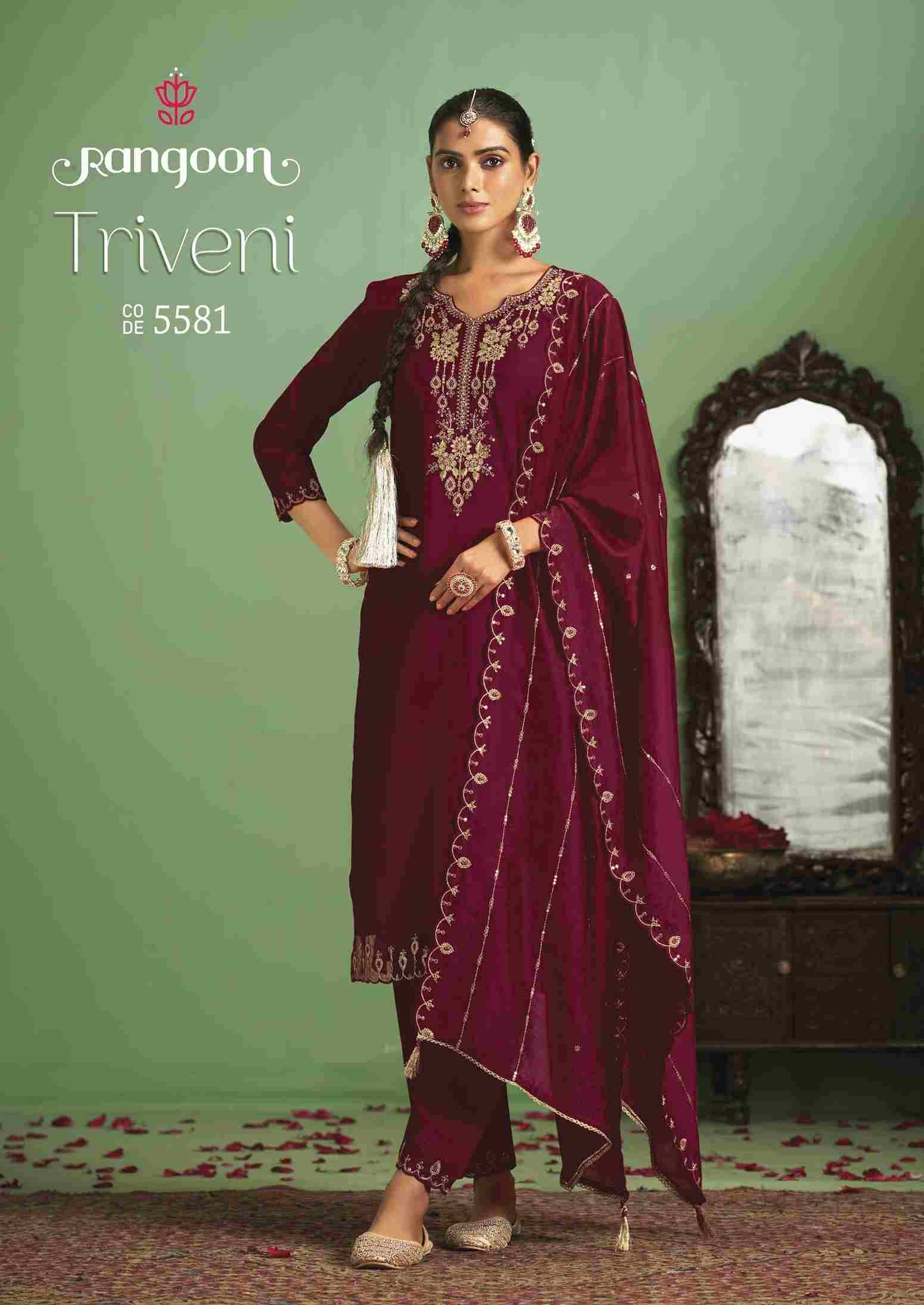 Triveni By Rangoon 5581 To 5584 Series Beautiful Festive Suits Colorful Stylish Fancy Casual Wear & Ethnic Wear Silk With Work Dresses At Wholesale Price