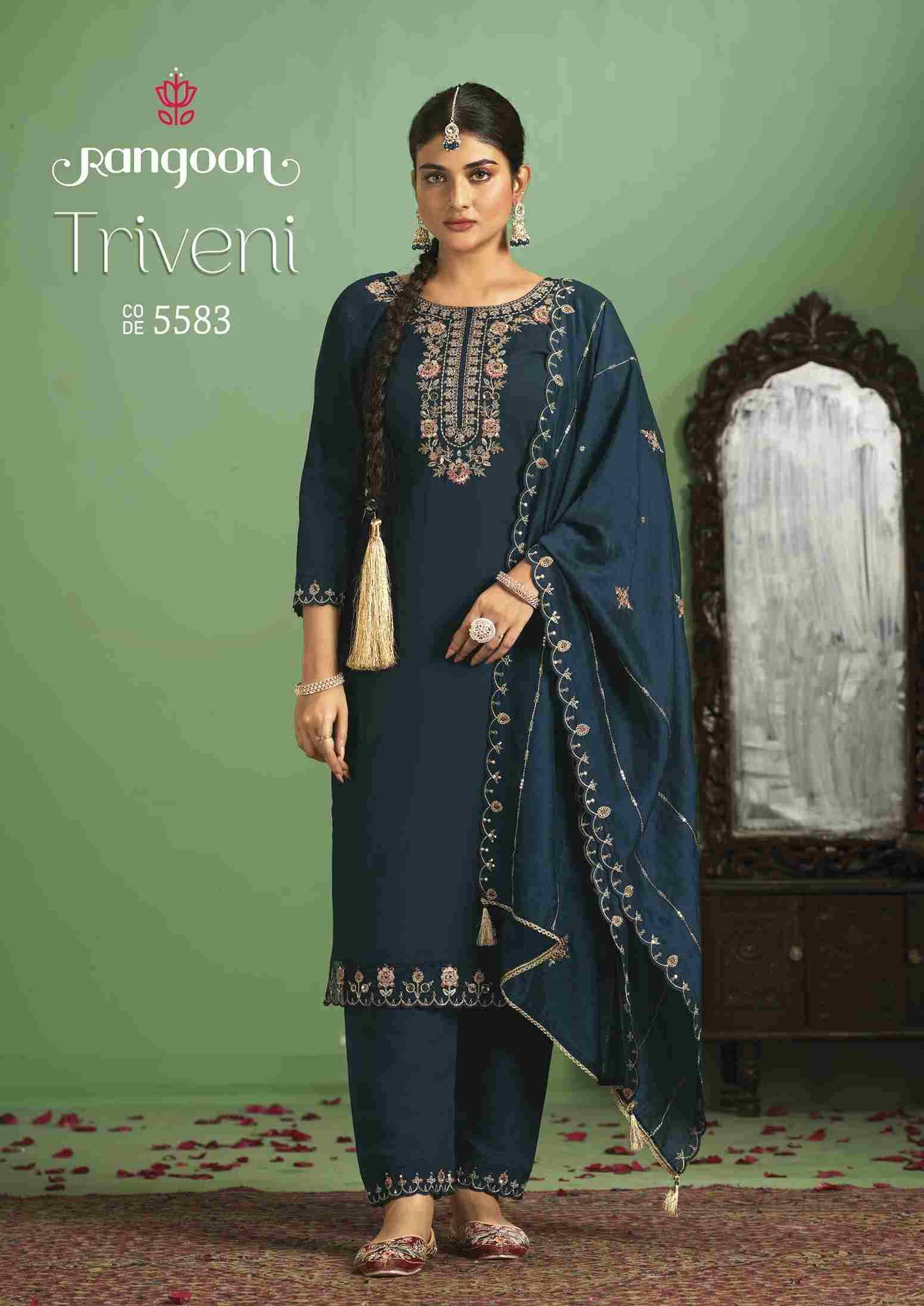 Triveni By Rangoon 5581 To 5584 Series Beautiful Festive Suits Colorful Stylish Fancy Casual Wear & Ethnic Wear Silk With Work Dresses At Wholesale Price