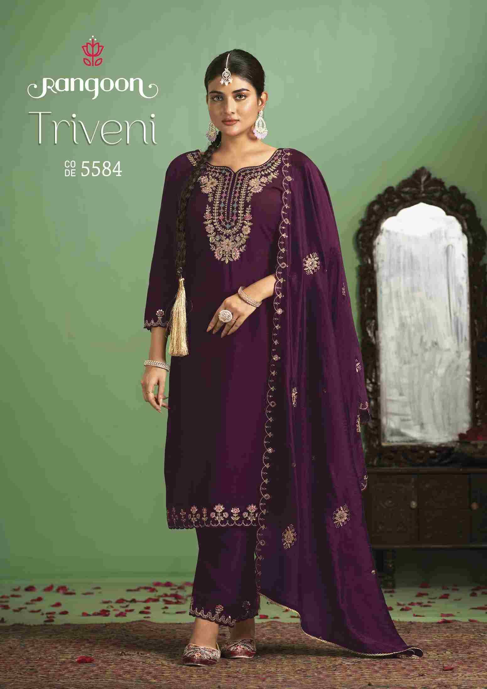 Triveni By Rangoon 5581 To 5584 Series Beautiful Festive Suits Colorful Stylish Fancy Casual Wear & Ethnic Wear Silk With Work Dresses At Wholesale Price