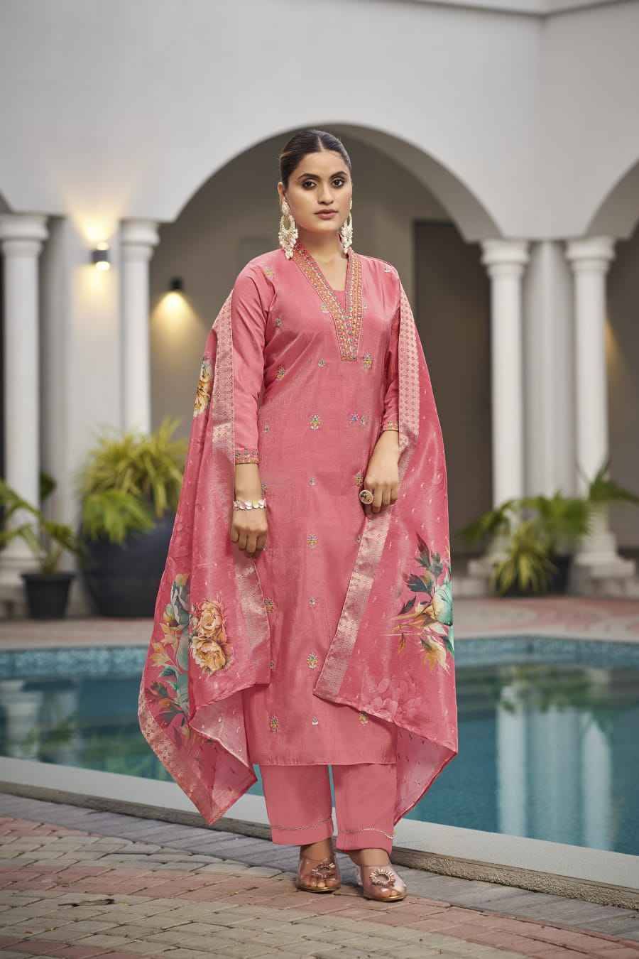 Millie By Ossm 1001 To 1006 Series Beautiful Stylish Festive Suits Fancy Colorful Casual Wear & Ethnic Wear & Ready To Wear Roman Embroidered Dresses At Wholesale Price