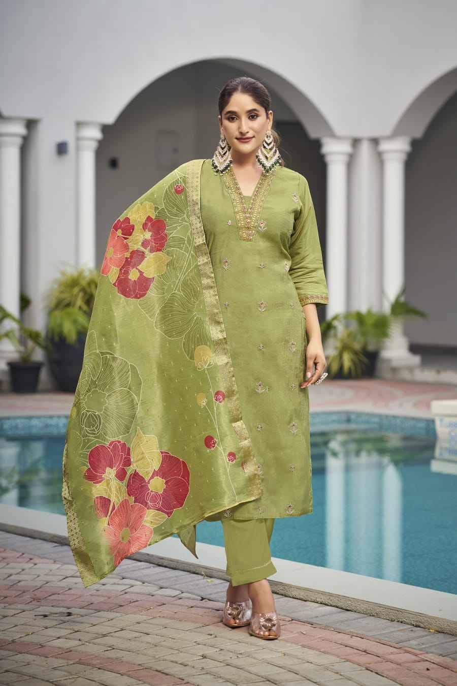 Millie By Ossm 1001 To 1006 Series Beautiful Stylish Festive Suits Fancy Colorful Casual Wear & Ethnic Wear & Ready To Wear Roman Embroidered Dresses At Wholesale Price