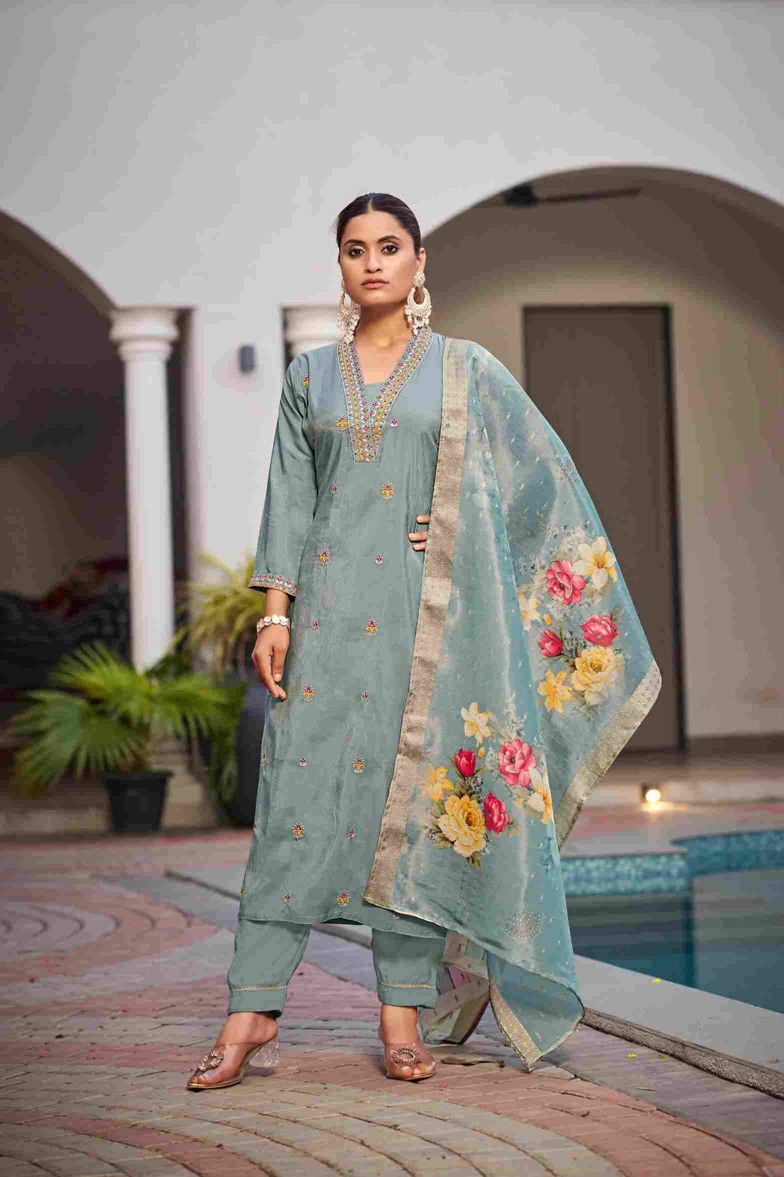 Millie By Ossm 1001 To 1006 Series Beautiful Stylish Festive Suits Fancy Colorful Casual Wear & Ethnic Wear & Ready To Wear Roman Embroidered Dresses At Wholesale Price