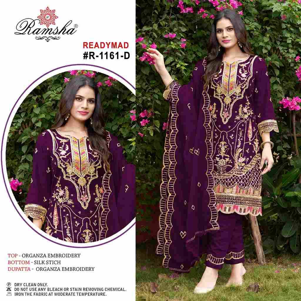 Ramsha 1161 Colours By Ramsha 1161-A To 1161-D Series Beautiful Pakistani Suits Colorful Stylish Fancy Casual Wear & Ethnic Wear Organza Dresses At Wholesale Price