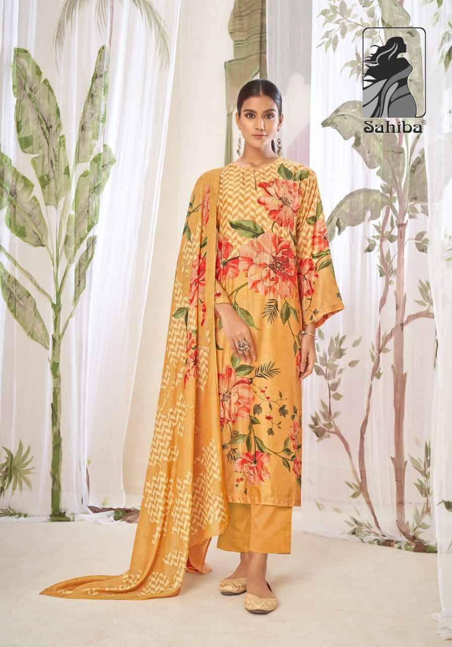 Wazmal By Sahiba Fabrics Beautiful Festive Suits Colorful Stylish Fancy Casual Wear & Ethnic Wear Muslin Silk Dresses At Wholesale Price