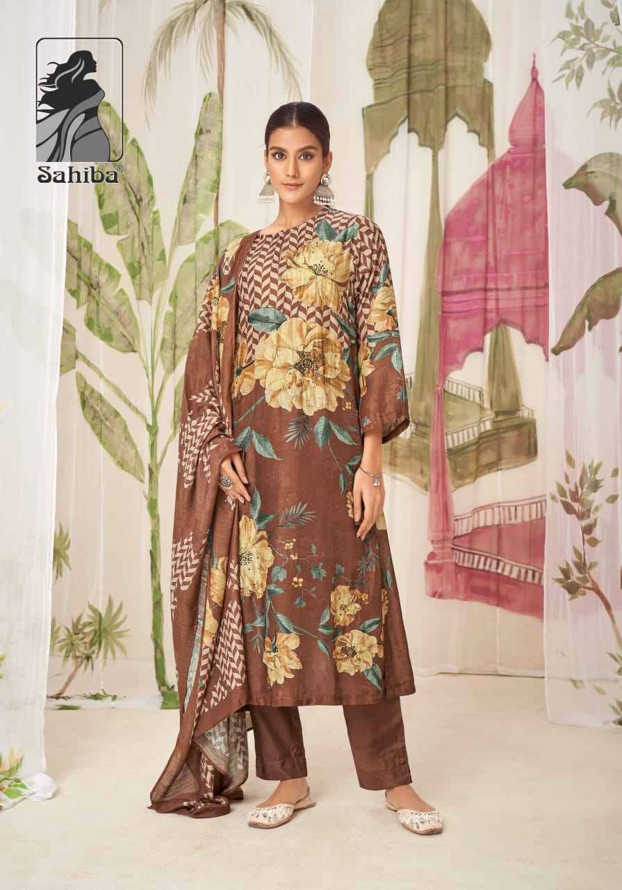 Wazmal By Sahiba Fabrics Beautiful Festive Suits Colorful Stylish Fancy Casual Wear & Ethnic Wear Muslin Silk Dresses At Wholesale Price