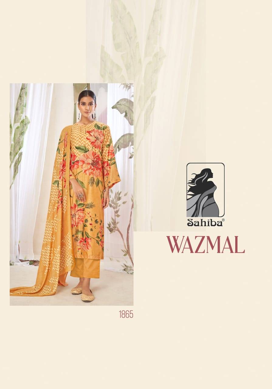 Wazmal By Sahiba Fabrics Beautiful Festive Suits Colorful Stylish Fancy Casual Wear & Ethnic Wear Muslin Silk Dresses At Wholesale Price