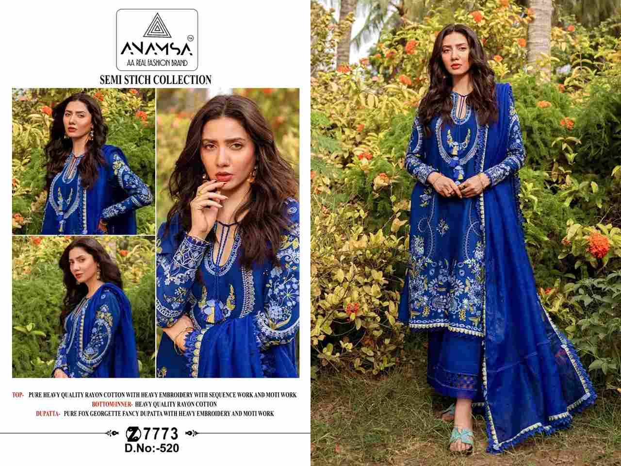 Anamsa Hit Design 520 By Fashid Wholesale Beautiful Pakistani Suits Colorful Stylish Fancy Casual Wear & Ethnic Wear Pure Rayon Cotton Embroidered Dresses At Wholesale Price