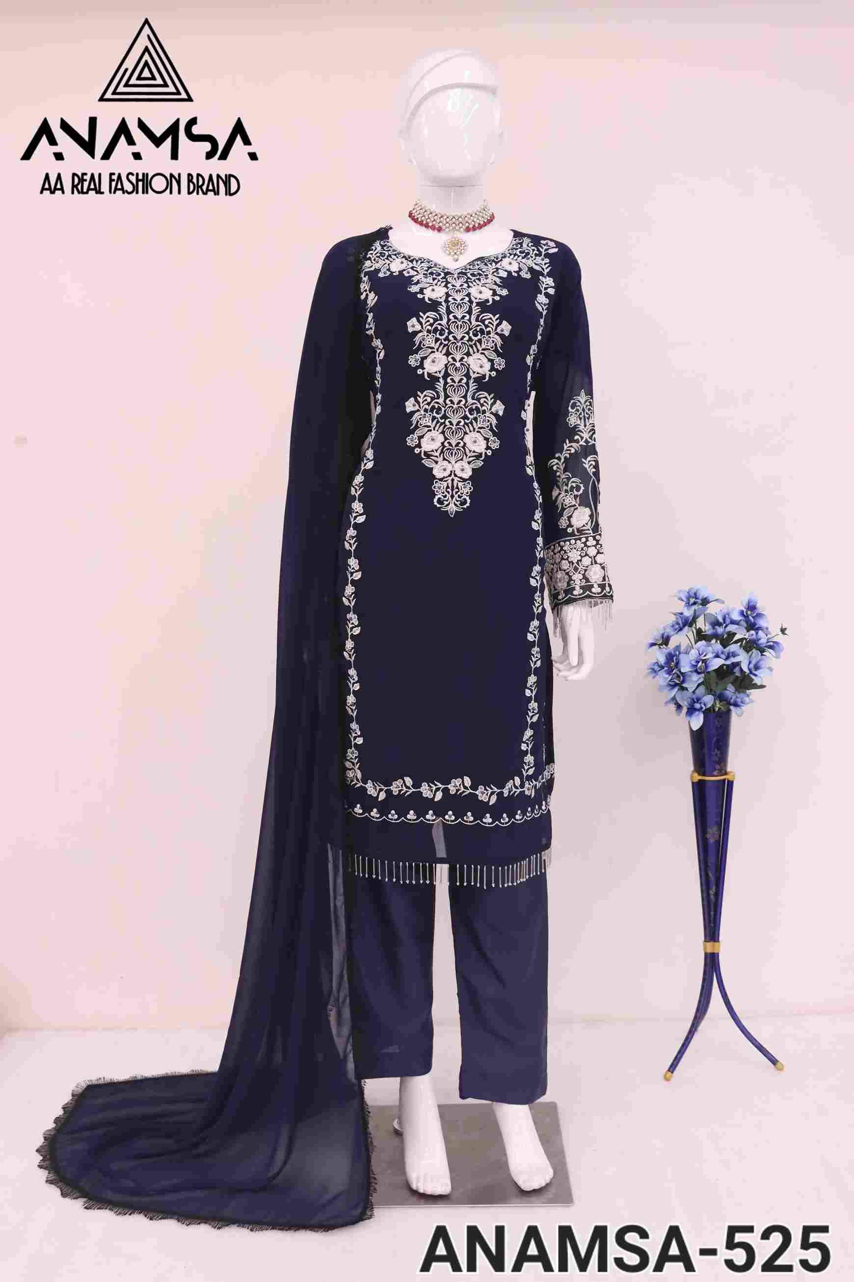 Anamsa Hit Design 525 By Fashid Wholesale Beautiful Pakistani Suits Colorful Stylish Fancy Casual Wear & Ethnic Wear Pure Faux Georgette Embroidered Dresses At Wholesale Price