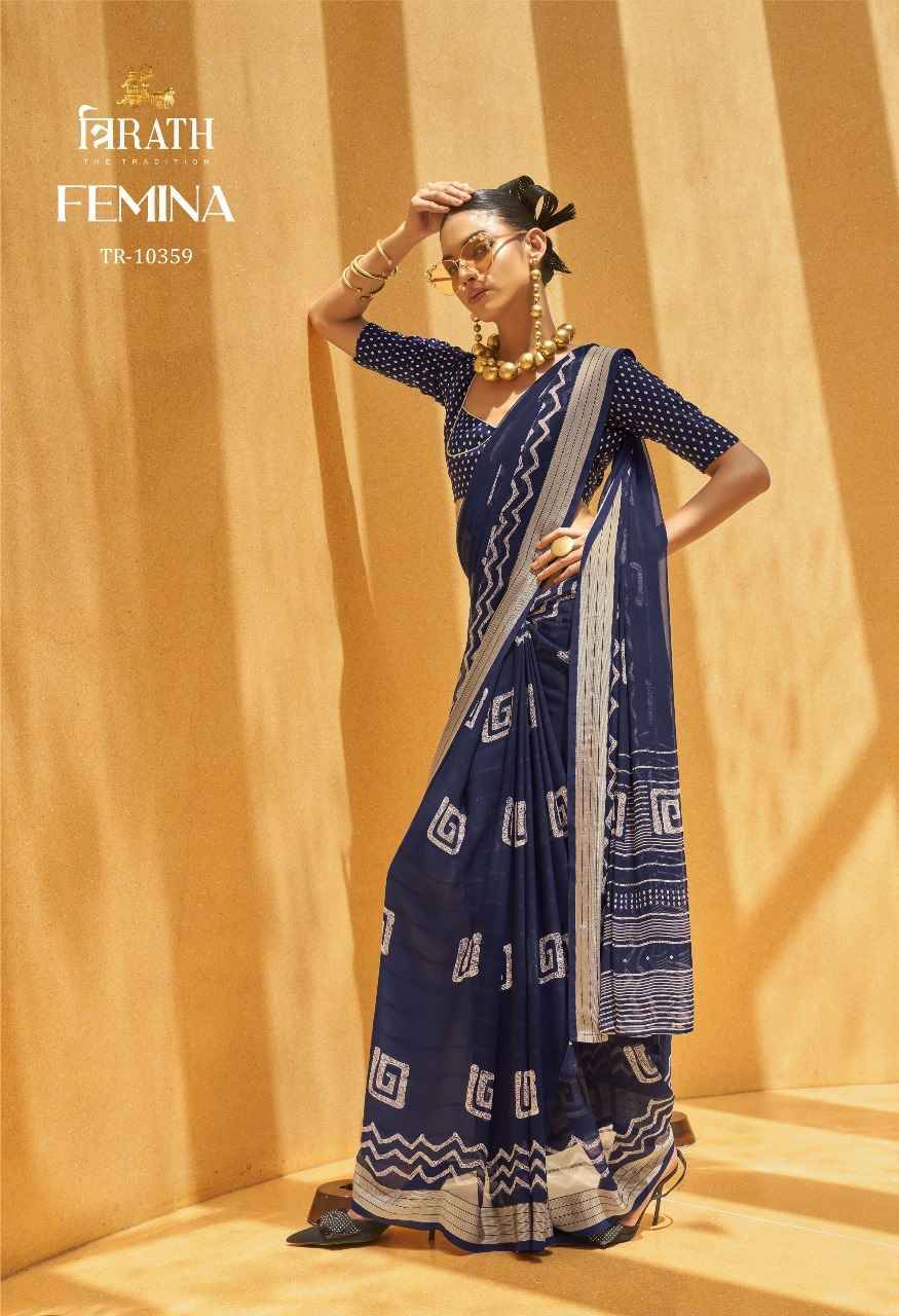 Femina By Trirath 10357 To 10364 Series Indian Traditional Wear Collection Beautiful Stylish Fancy Colorful Party Wear & Occasional Wear Georgette Sarees At Wholesale Price