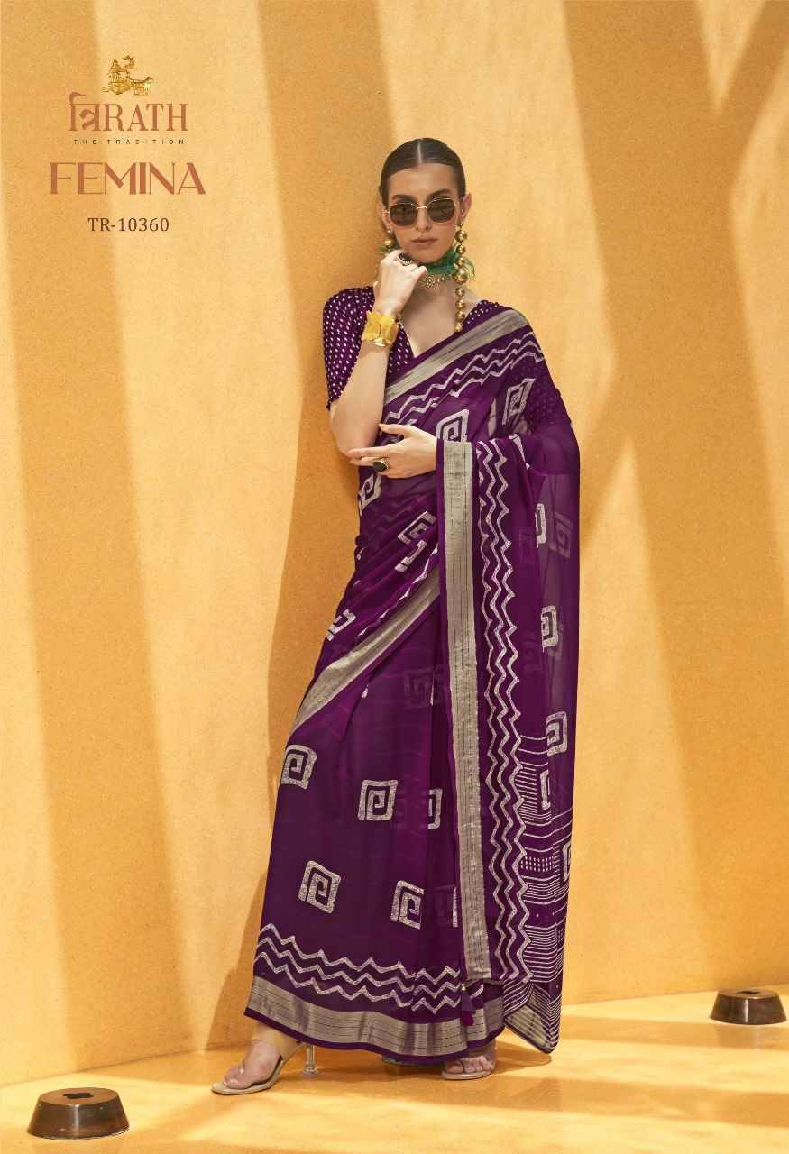 Femina By Trirath 10357 To 10364 Series Indian Traditional Wear Collection Beautiful Stylish Fancy Colorful Party Wear & Occasional Wear Georgette Sarees At Wholesale Price