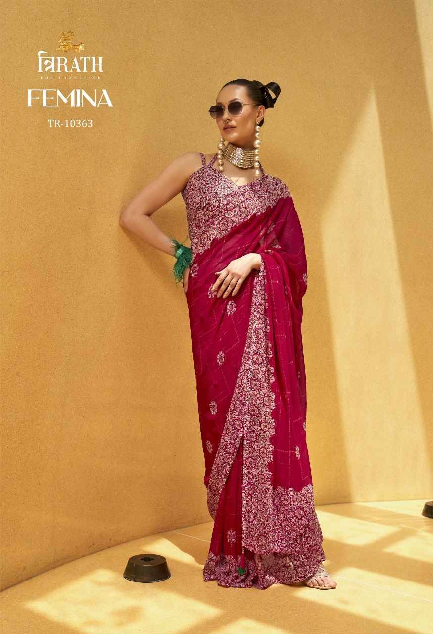 Femina By Trirath 10357 To 10364 Series Indian Traditional Wear Collection Beautiful Stylish Fancy Colorful Party Wear & Occasional Wear Georgette Sarees At Wholesale Price