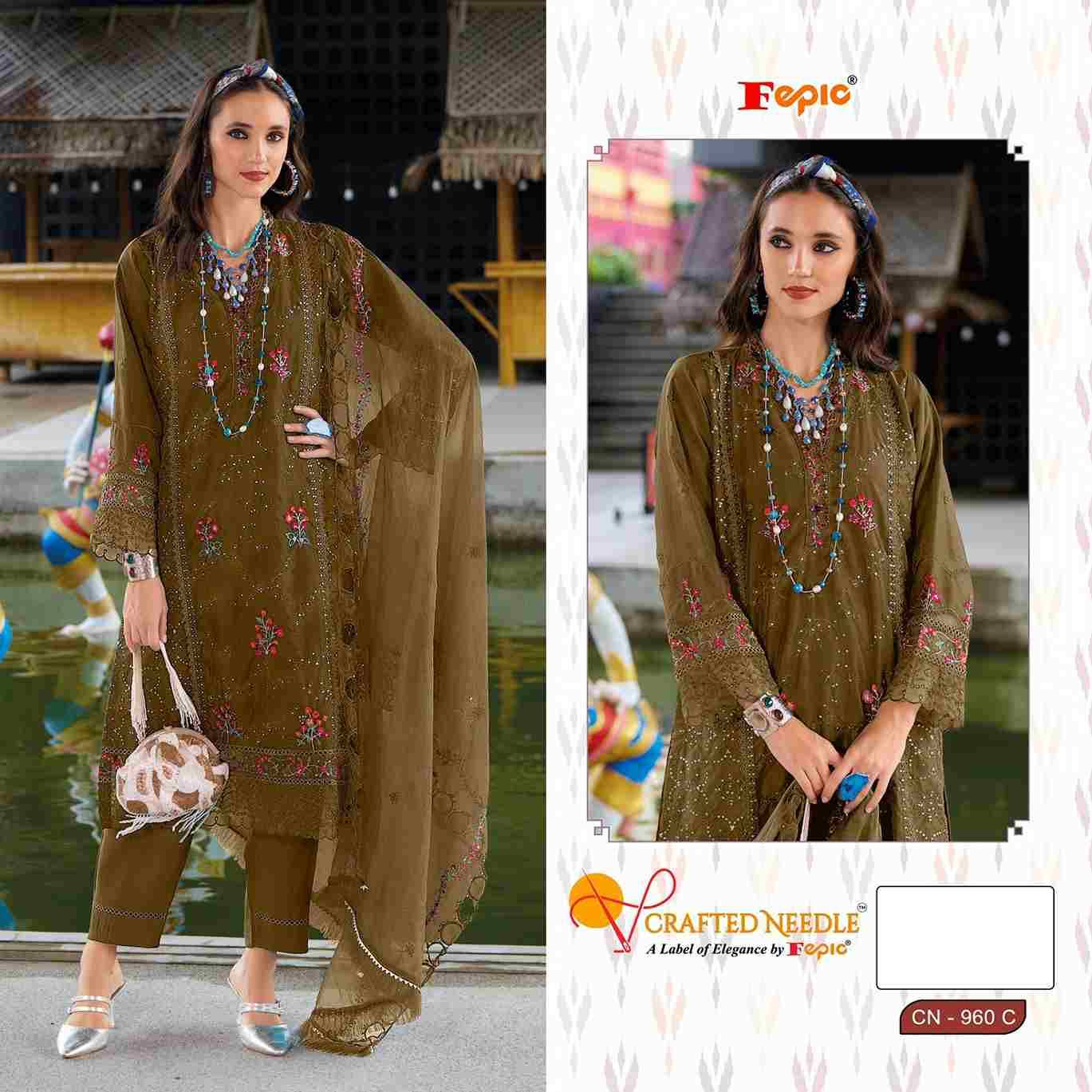 Fepic 960 Colours By Fepic 960-A To 960-C Series Beautiful Pakistani Suits Colorful Stylish Fancy Casual Wear & Ethnic Wear Pure Organza Embroidered Dresses At Wholesale Price