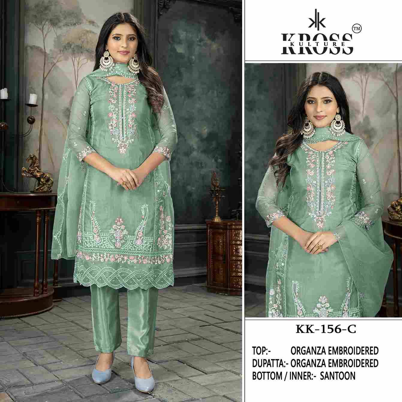 Kross Kulture Hit Design 156 Colours By Kross Kulture 156-A To 156-D Series Beautiful Pakistani Suits Colorful Stylish Fancy Casual Wear & Ethnic Wear Organza With Embroidered Dresses At Wholesale Price