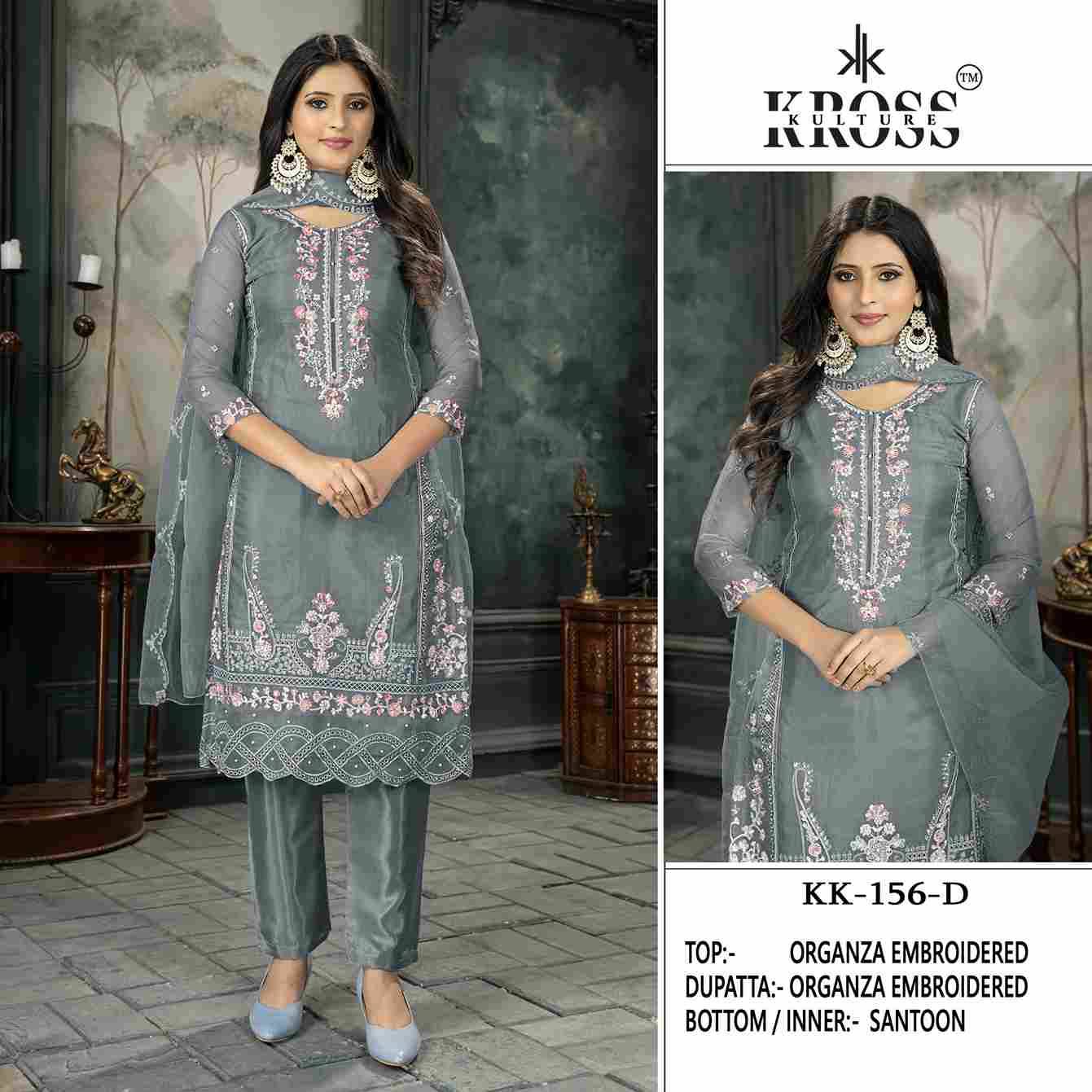 Kross Kulture Hit Design 156 Colours By Kross Kulture 156-A To 156-D Series Beautiful Pakistani Suits Colorful Stylish Fancy Casual Wear & Ethnic Wear Organza With Embroidered Dresses At Wholesale Price