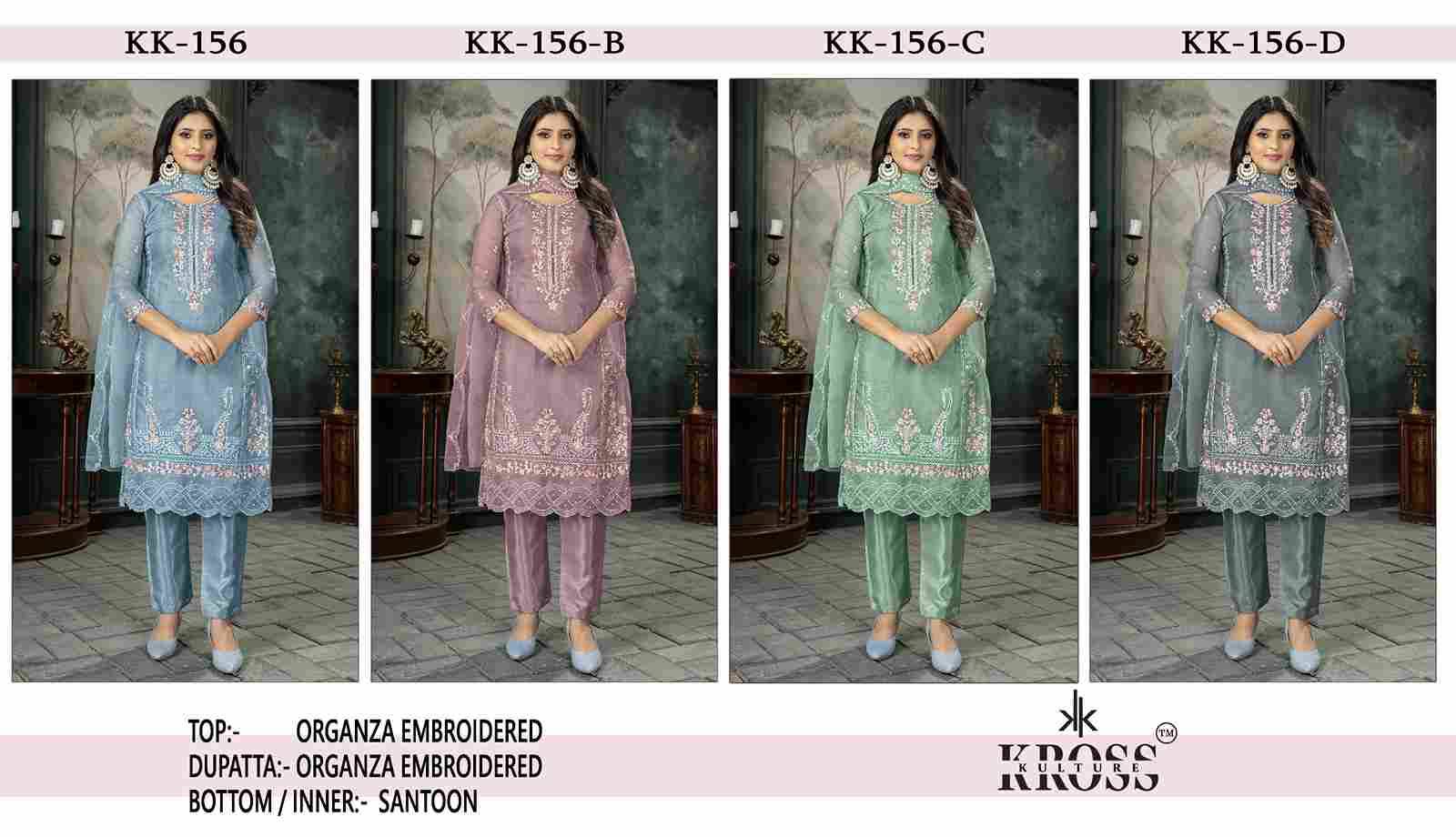 Kross Kulture Hit Design 156 Colours By Kross Kulture 156-A To 156-D Series Beautiful Pakistani Suits Colorful Stylish Fancy Casual Wear & Ethnic Wear Organza With Embroidered Dresses At Wholesale Price