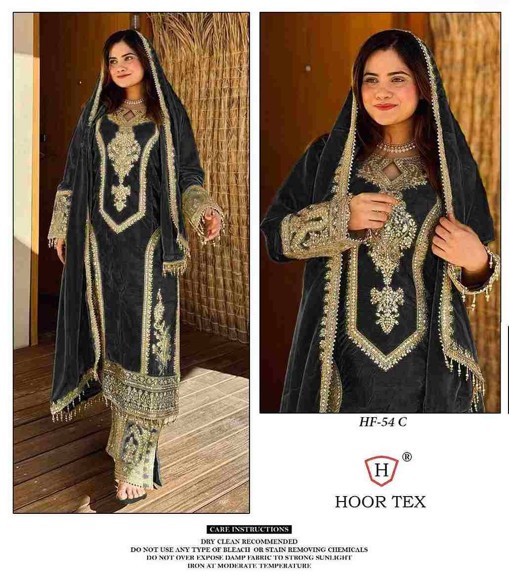 Hoor Tex Hit Design HF-54 Colours By Hoor Tex HF-54-A To HF-54-D Series Pakistani Suits Beautiful Fancy Colorful Stylish Party Wear & Occasional Wear Chinnon Dresses At Wholesale Price