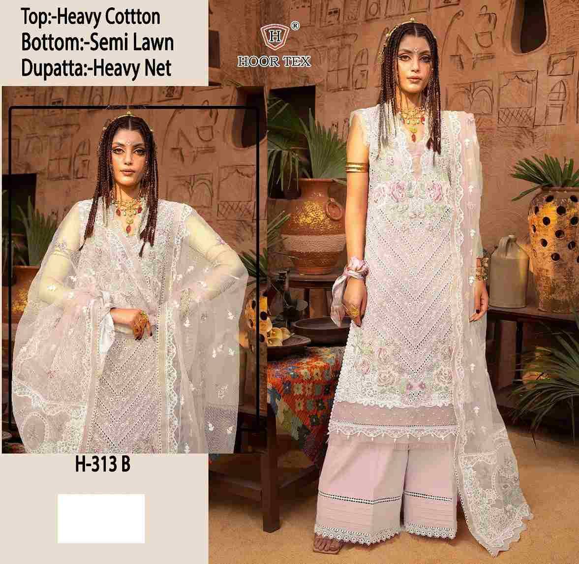 Hoor Tex Hit Design H-313 Colours By Hoor Tex H-313-A To H-313-B Series Beautiful Pakistani Suits Stylish Colorful Fancy Casual Wear & Ethnic Wear Heavy Cotton Embroidered Dresses At Wholesale Price