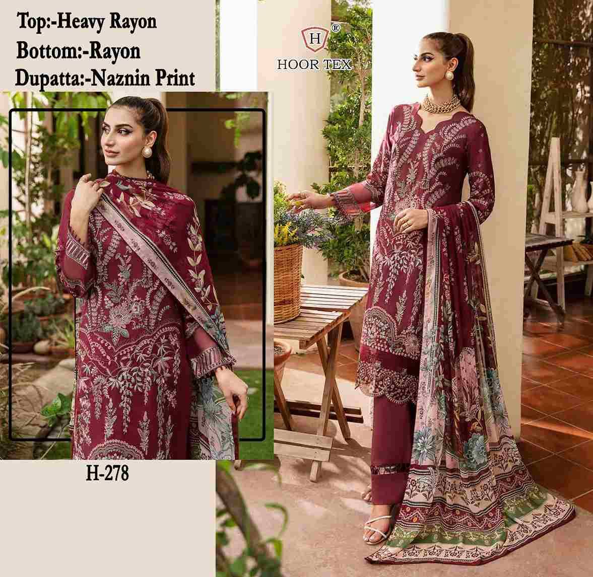 Hoor Tex Hit Design H-278 By Hoor Tex Designer Festive Pakistani Suits Collection Beautiful Stylish Fancy Colorful Party Wear & Occasional Wear Rayon Embroidered Dresses At Wholesale Price