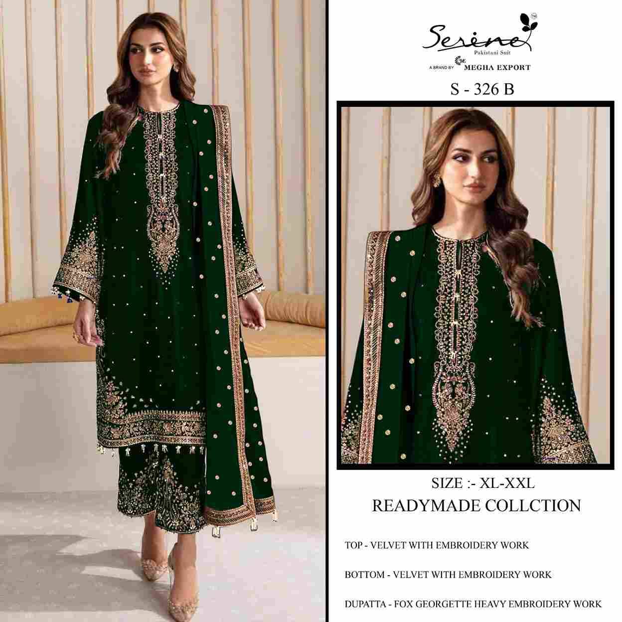 Serene Hit Design S-326 Colours By Serene S-326-A To S-326-D Series Designer Pakistani Suits Beautiful Fancy Colorful Stylish Party Wear & Occasional Wear Velvet Embroidered Dresses At Wholesale Price