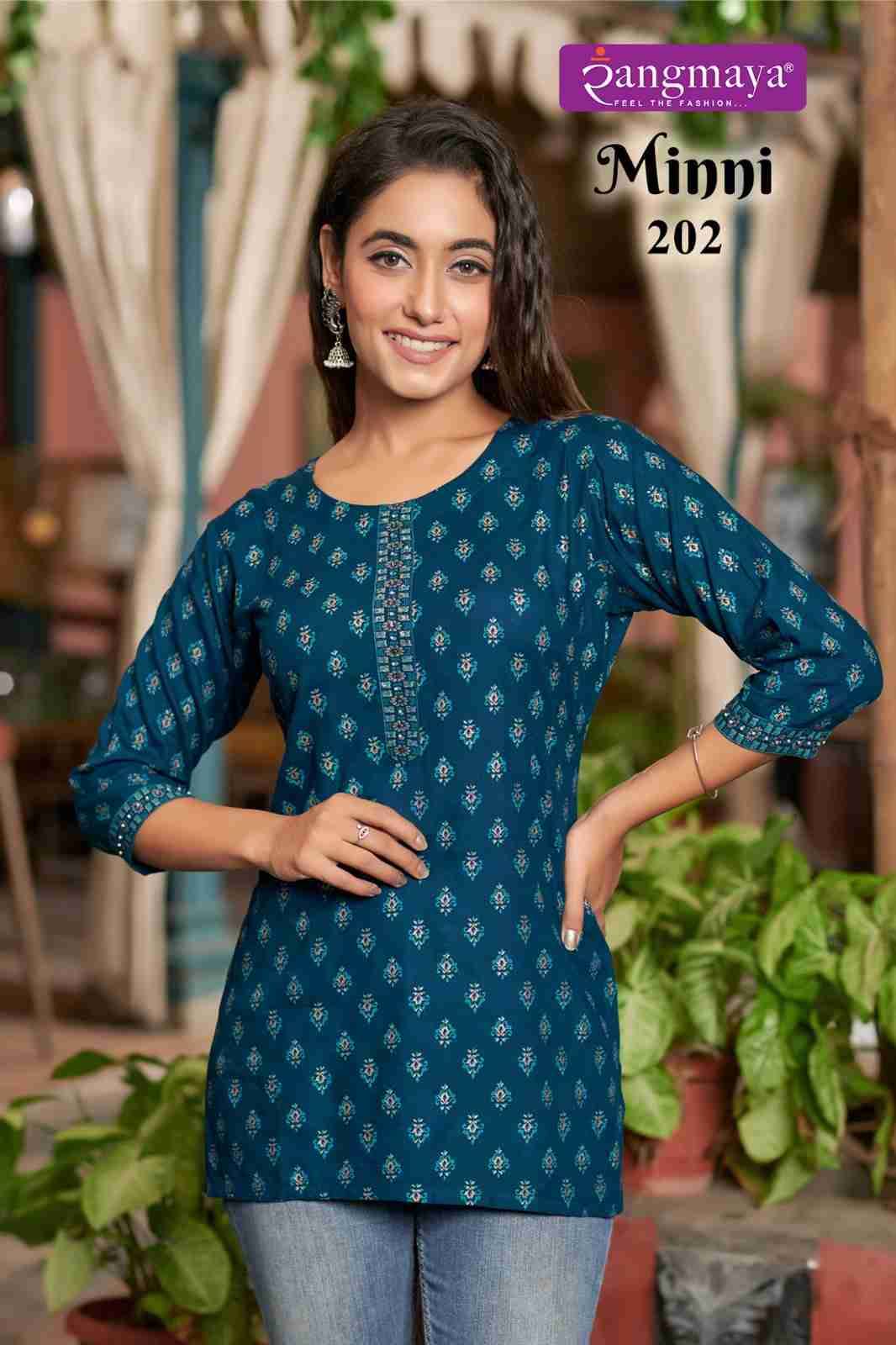 Minni Vol-2 By Rangmaya 201 To 208 Series Designer Stylish Fancy Colorful Beautiful Party Wear & Ethnic Wear Collection Fancy Print Tops At Wholesale Price