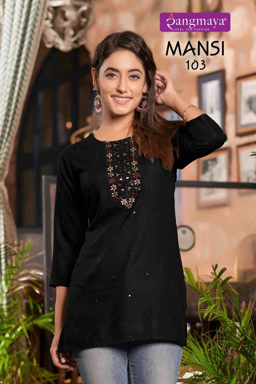 Mansi By Rangmaya 101 To 108 Series Designer Stylish Fancy Colorful Beautiful Party Wear & Ethnic Wear Collection Rayon Tops At Wholesale Price