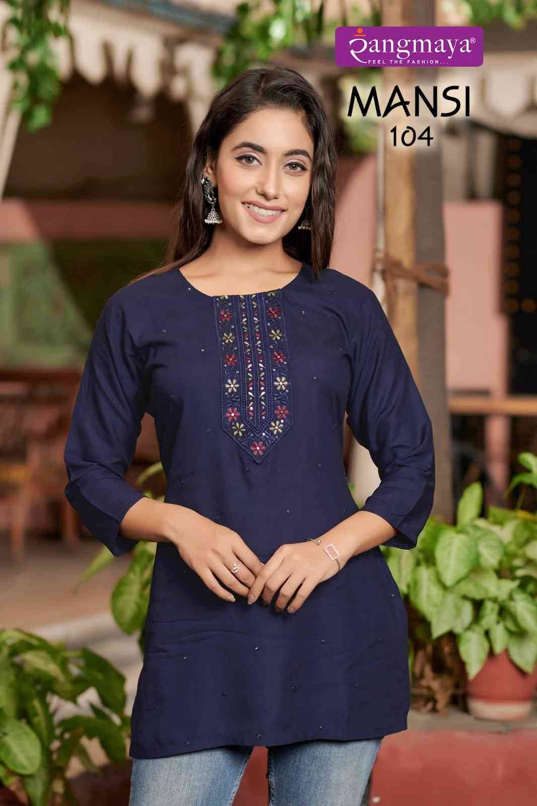 Mansi By Rangmaya 101 To 108 Series Designer Stylish Fancy Colorful Beautiful Party Wear & Ethnic Wear Collection Rayon Tops At Wholesale Price