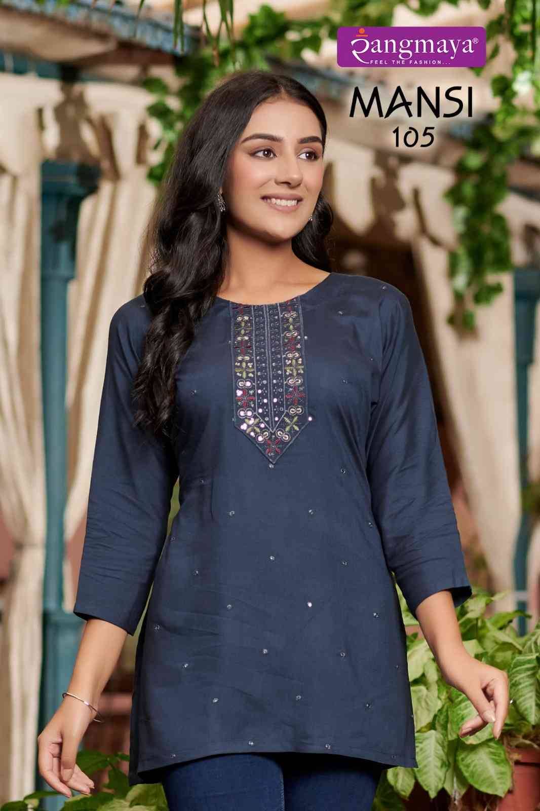 Mansi By Rangmaya 101 To 108 Series Designer Stylish Fancy Colorful Beautiful Party Wear & Ethnic Wear Collection Rayon Tops At Wholesale Price