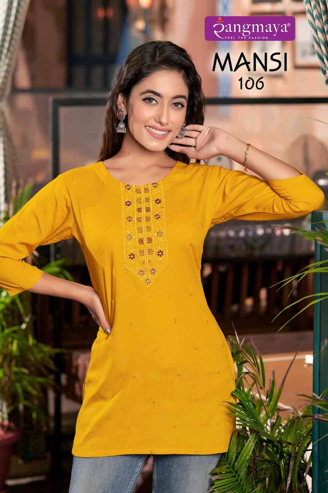 Mansi By Rangmaya 101 To 108 Series Designer Stylish Fancy Colorful Beautiful Party Wear & Ethnic Wear Collection Rayon Tops At Wholesale Price