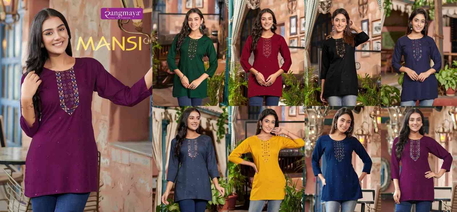 Mansi By Rangmaya 101 To 108 Series Designer Stylish Fancy Colorful Beautiful Party Wear & Ethnic Wear Collection Rayon Tops At Wholesale Price