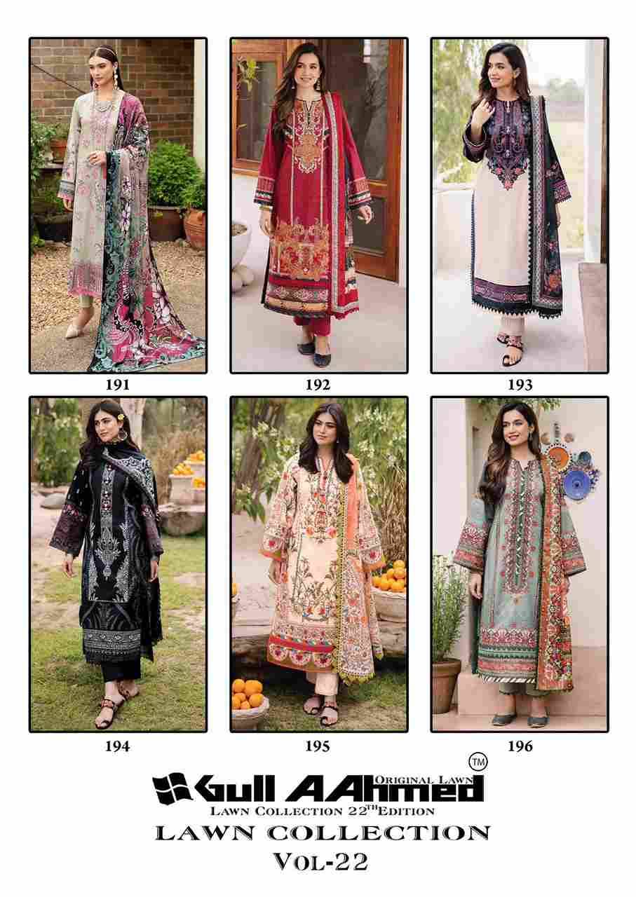 Gull Aahmed Lawn Collection Vol-22 By Gull Aahmed 191 To 196 Series Beautiful Festive Suits Stylish Fancy Colorful Casual Wear & Ethnic Wear Pure Lawn Dresses At Wholesale Price