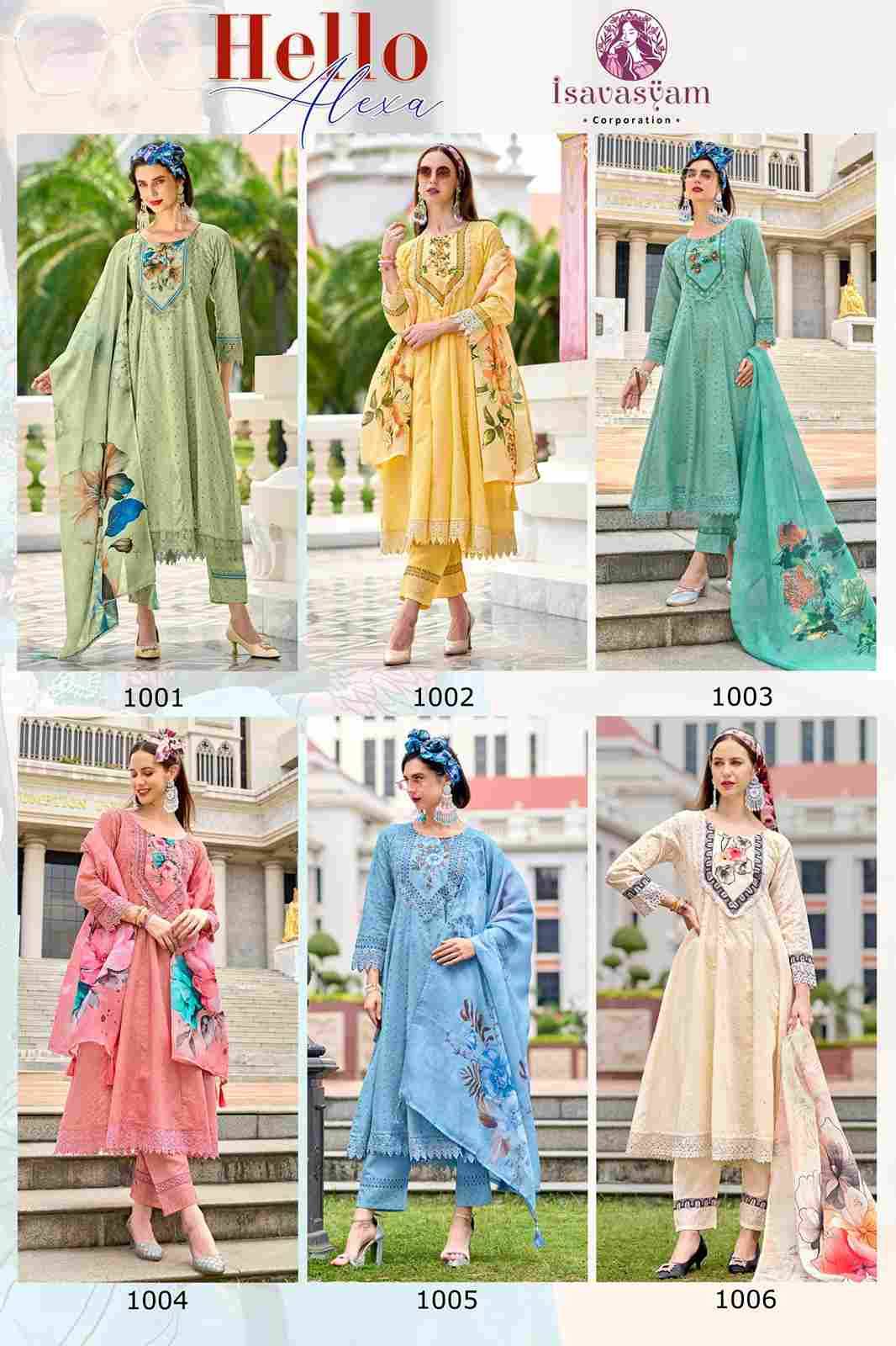 Hello Alexa By Isavasyam 1001 To 1006 Series Designer Festive Suits Collection Beautiful Stylish Fancy Colorful Party Wear & Occasional Wear Cotton Dresses At Wholesale Price