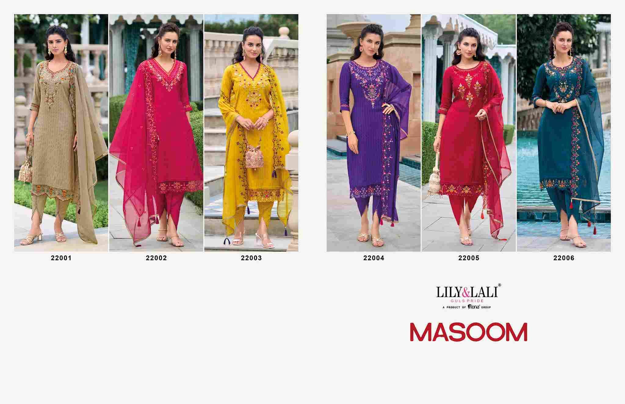 Masoom By Lily And Lali 22001 To 22006 Series Designer Festive Suits Collection Beautiful Stylish Fancy Colorful Party Wear & Occasional Wear Viscose Silk Dresses At Wholesale Price