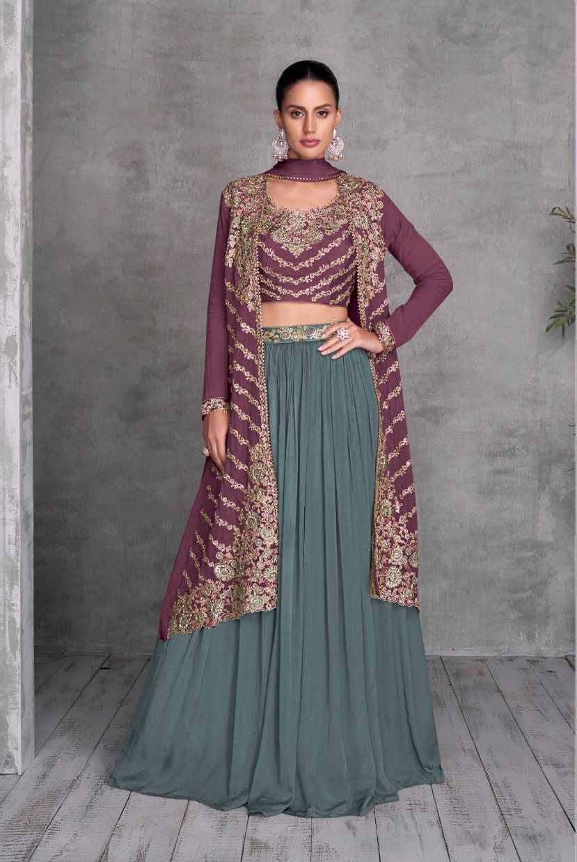 Khushi By Gulkayra Designer 7445-A To 7445-C Series Designer Stylish Fancy Colorful Beautiful Party Wear & Ethnic Wear Collection Chinnon Tops With Skirt At Wholesale Price