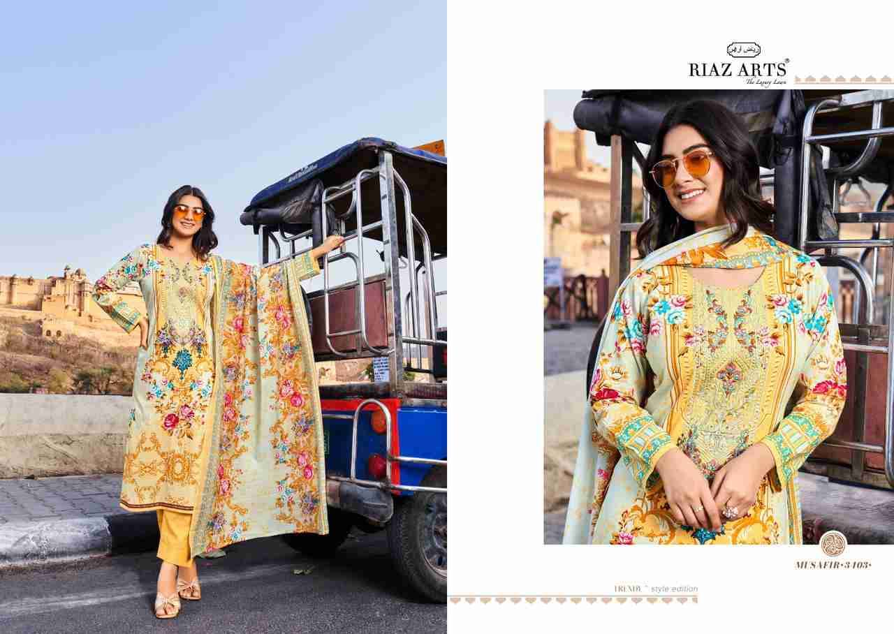 Musafir Vol-7 By Riaz Arts 3401 To 3408 Series Wholesale Designer Pakistani Suits Collection Beautiful Stylish Fancy Colorful Party Wear & Occasional Wear Pure Lawn Print With Embroidered Dresses At Wholesale Price