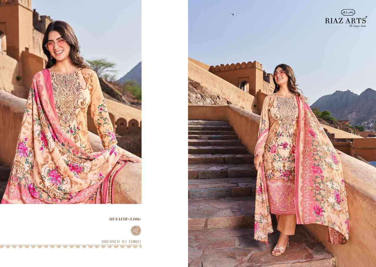 Musafir Vol-7 By Riaz Arts 3401 To 3408 Series Wholesale Designer Pakistani Suits Collection Beautiful Stylish Fancy Colorful Party Wear & Occasional Wear Pure Lawn Print With Embroidered Dresses At Wholesale Price