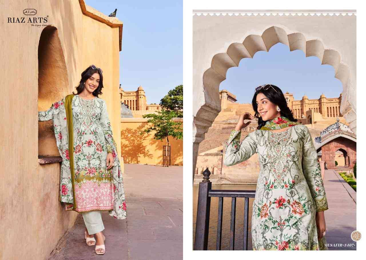 Musafir Vol-7 By Riaz Arts 3401 To 3408 Series Wholesale Designer Pakistani Suits Collection Beautiful Stylish Fancy Colorful Party Wear & Occasional Wear Pure Lawn Print With Embroidered Dresses At Wholesale Price