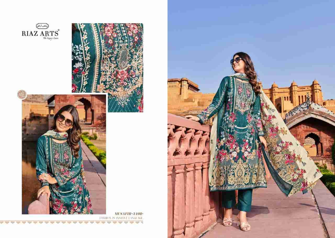 Musafir Vol-7 By Riaz Arts 3401 To 3408 Series Wholesale Designer Pakistani Suits Collection Beautiful Stylish Fancy Colorful Party Wear & Occasional Wear Pure Lawn Print With Embroidered Dresses At Wholesale Price