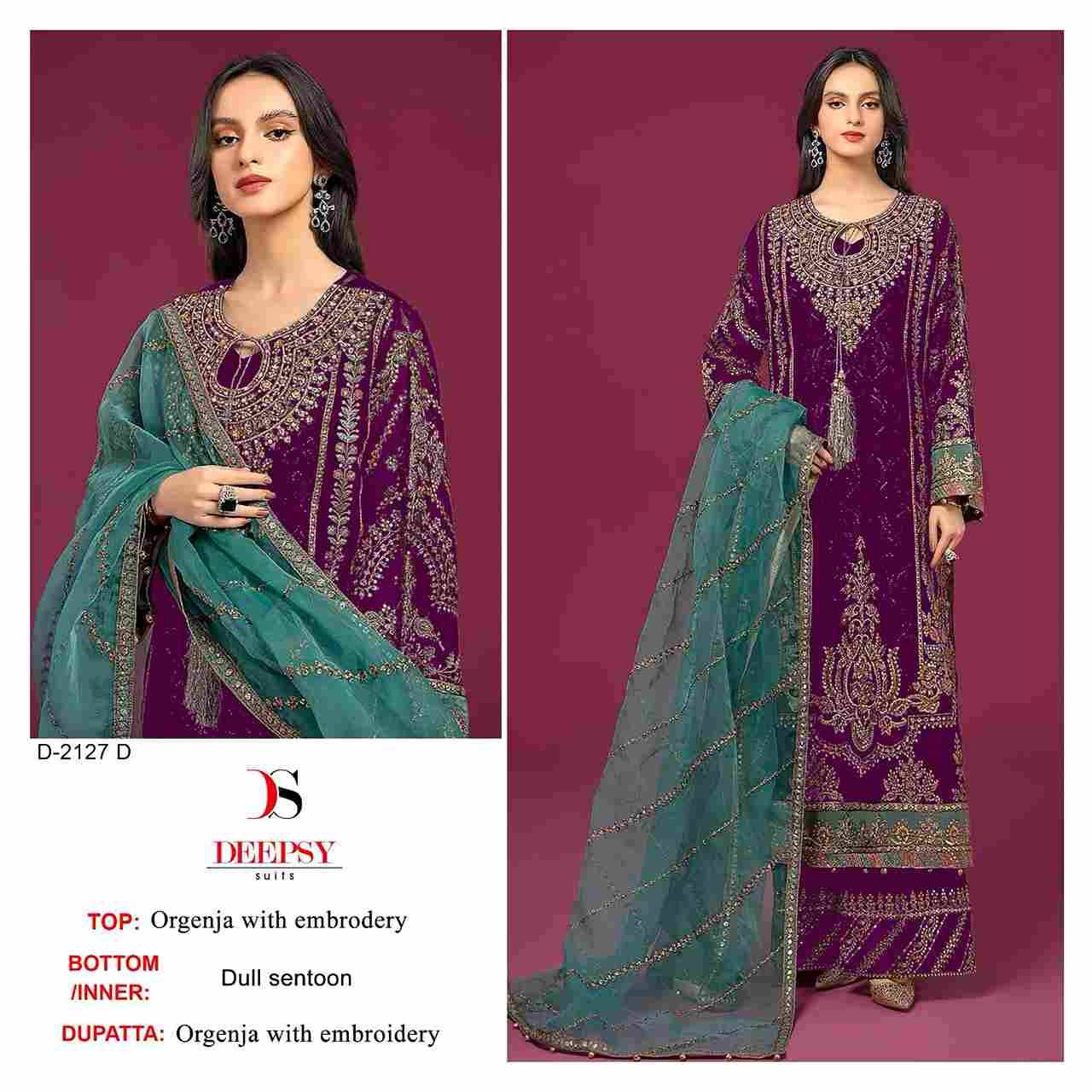 Deepsy Hit Design 2127 By Deepsy Suits 2127-A To 2127-D Series Pakistani Suits Beautiful Fancy Colorful Stylish Party Wear & Occasional Wear Organza Embroidered Dresses At Wholesale Price