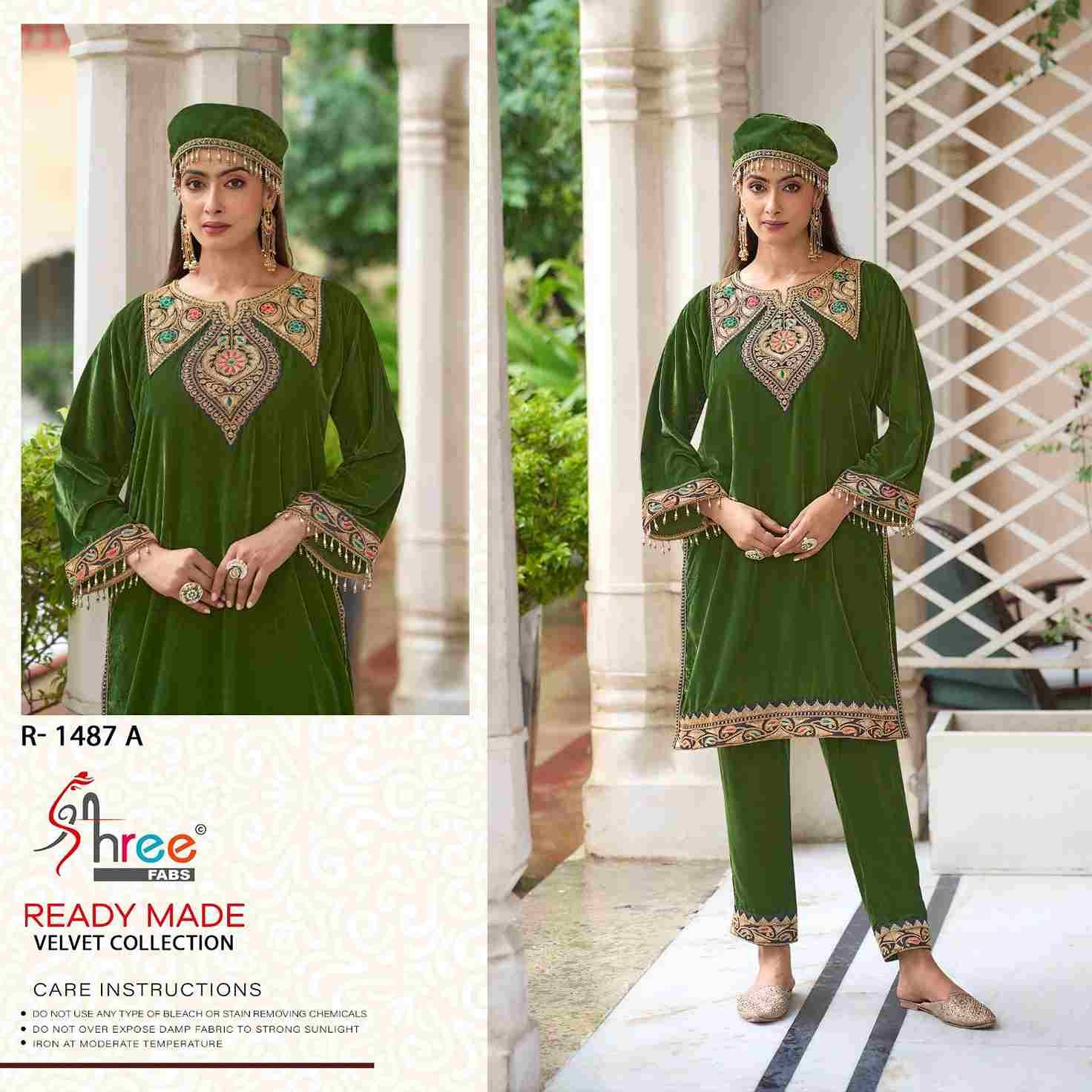 Shree Fabs Hit Design R-1487 Colours By Shree Fabs R-1487-A To R-1487-D Series Wholesale Designer Pakistani Suits Collection Beautiful Stylish Fancy Colorful Party Wear & Occasional Wear Velvet Kurtis With Bottom At Wholesale Price