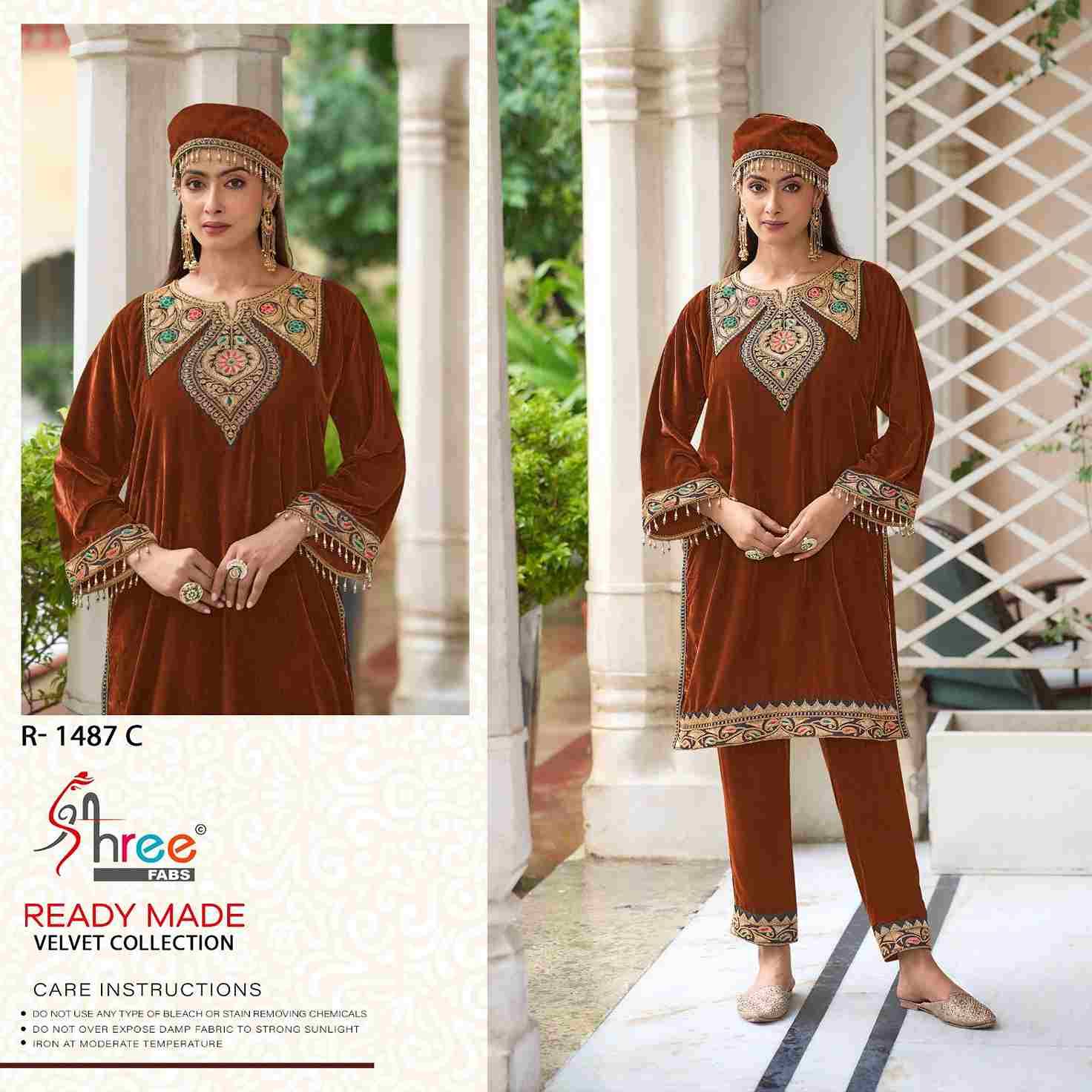 Shree Fabs Hit Design R-1487 Colours By Shree Fabs R-1487-A To R-1487-D Series Wholesale Designer Pakistani Suits Collection Beautiful Stylish Fancy Colorful Party Wear & Occasional Wear Velvet Kurtis With Bottom At Wholesale Price