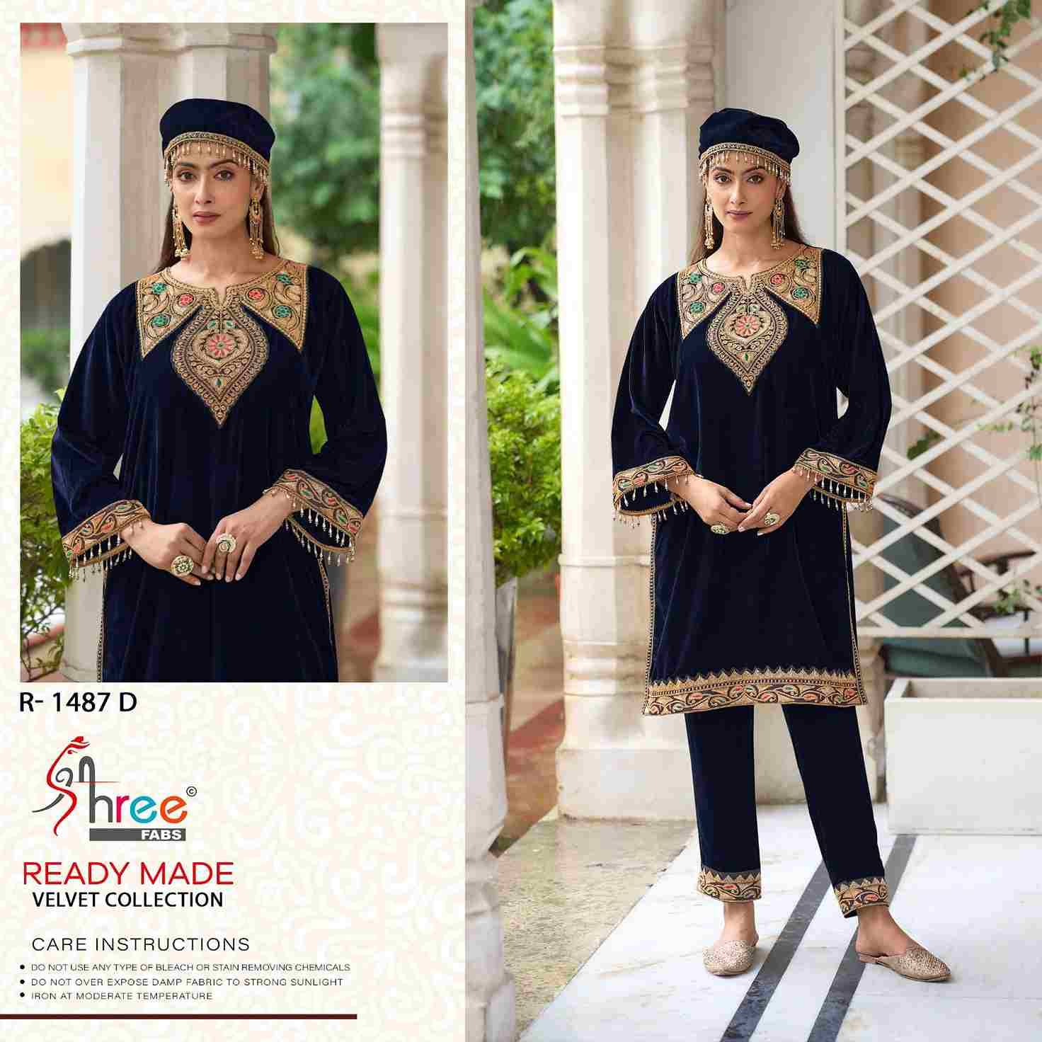 Shree Fabs Hit Design R-1487 Colours By Shree Fabs R-1487-A To R-1487-D Series Wholesale Designer Pakistani Suits Collection Beautiful Stylish Fancy Colorful Party Wear & Occasional Wear Velvet Kurtis With Bottom At Wholesale Price