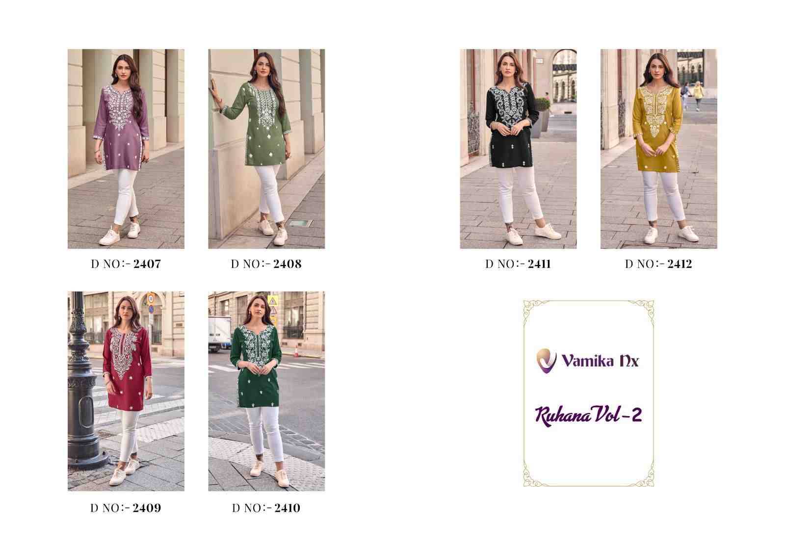 Ruhana Vol-2 By Vamika 2407 To 2412 Series Designer Stylish Fancy Colorful Beautiful Party Wear & Ethnic Wear Collection Heavy Rayon Kurtis At Wholesale Price