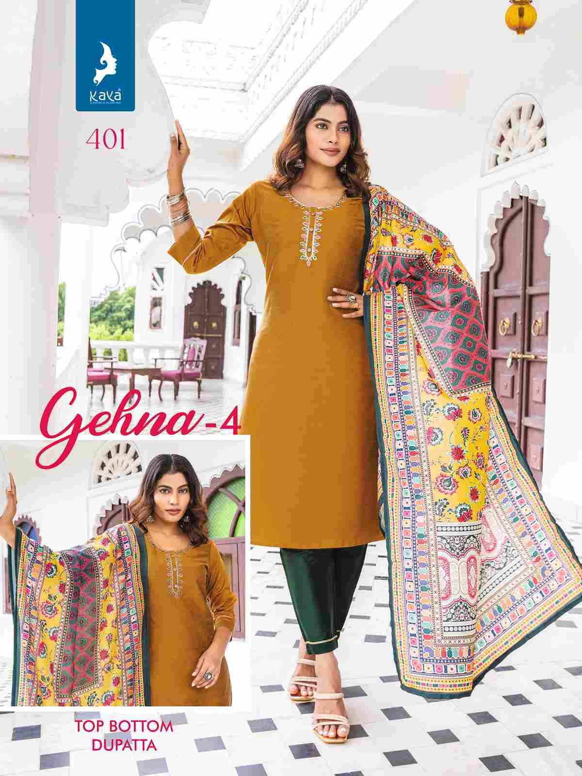 Gehna Vol-4 By Kaya 401 To 408 Series Designer Festive Suits Collection Beautiful Stylish Fancy Colorful Party Wear & Occasional Wear Pure Silk Embroidered Dresses At Wholesale Price