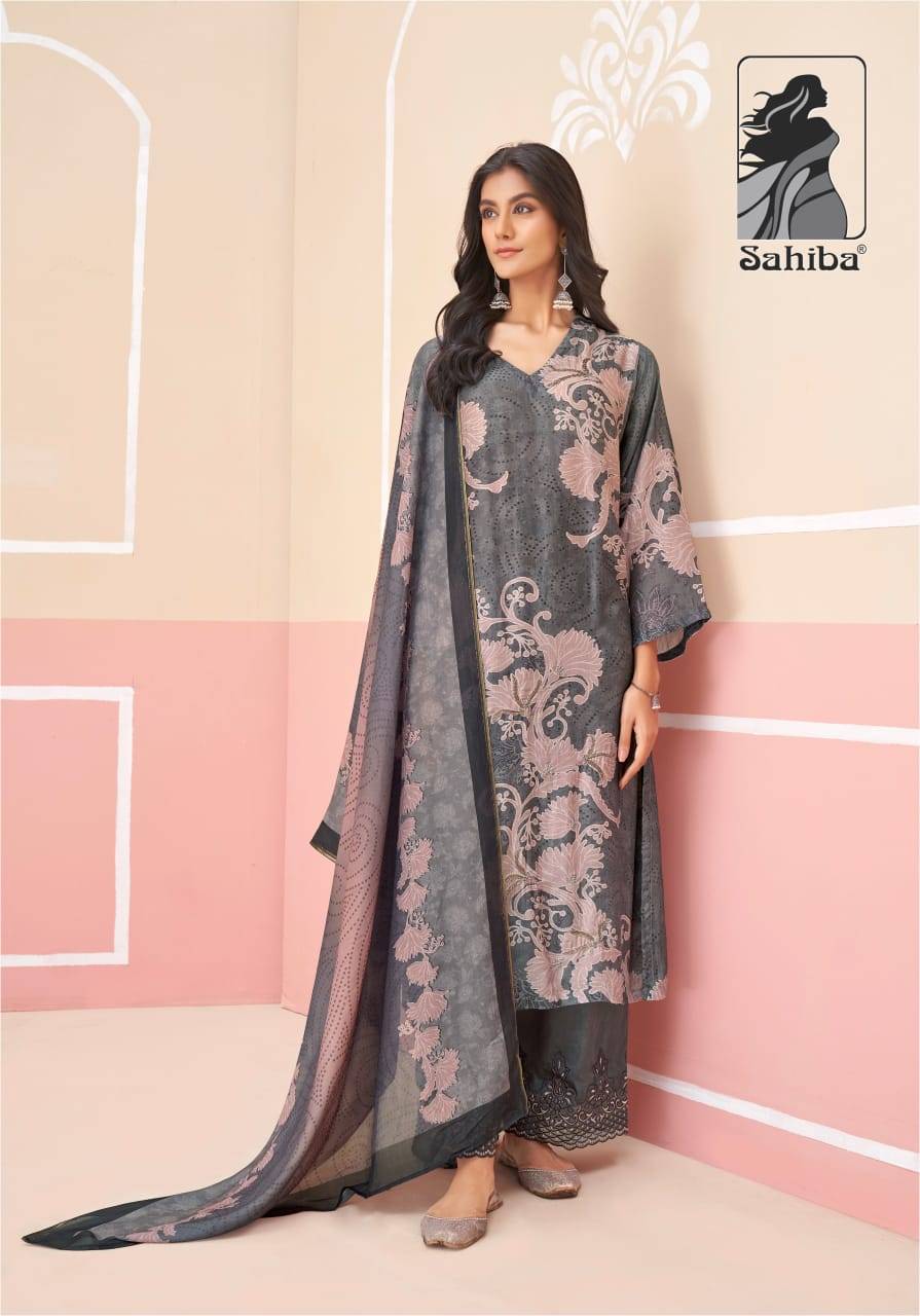 Riddhi By Sahiba Fabrics Beautiful Festive Suits Colorful Stylish Fancy Casual Wear & Ethnic Wear Muslin Silk Dresses At Wholesale Price