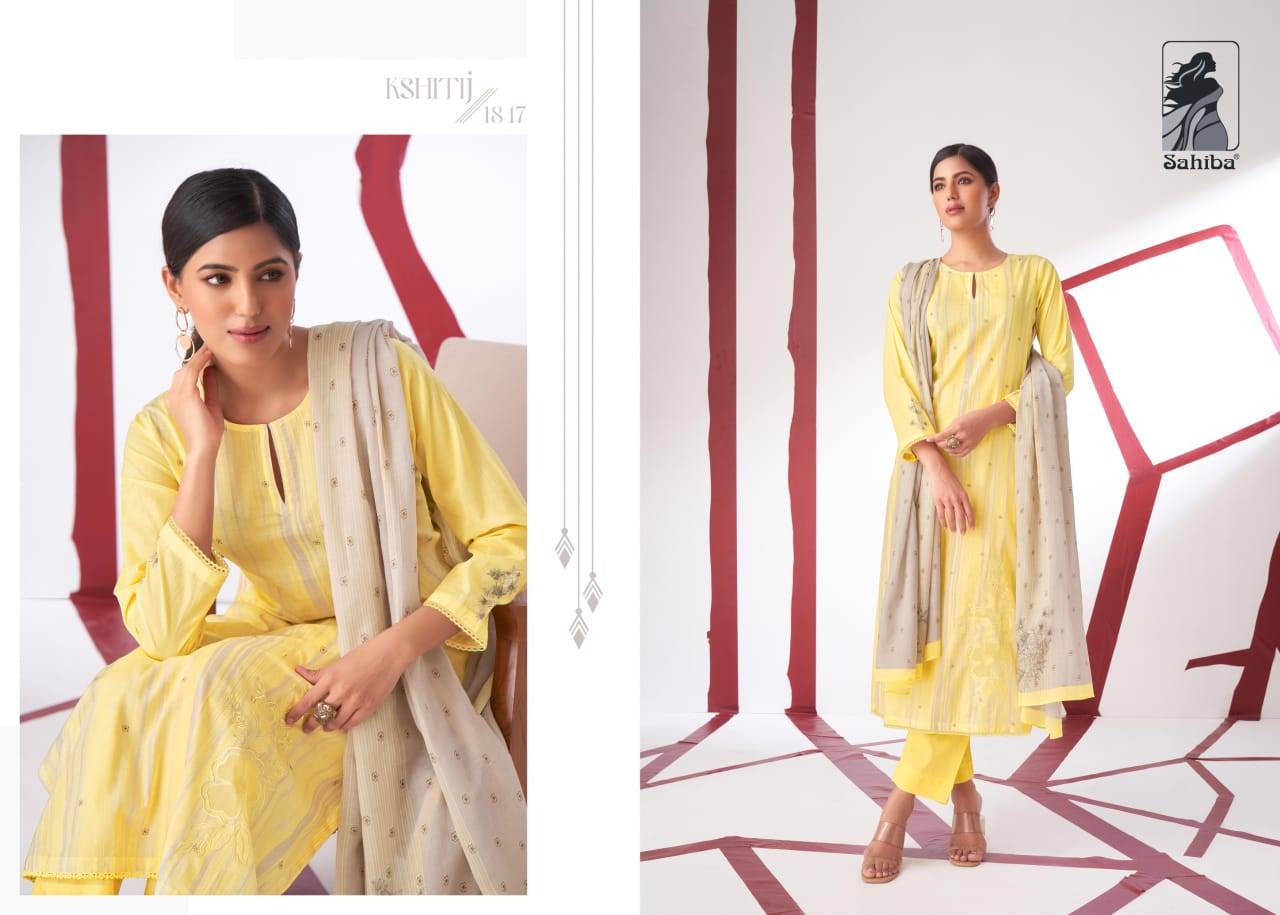 Kshitij By Sahiba Fabrics Beautiful Festive Suits Colorful Stylish Fancy Casual Wear & Ethnic Wear Muslin Silk Dresses At Wholesale Price