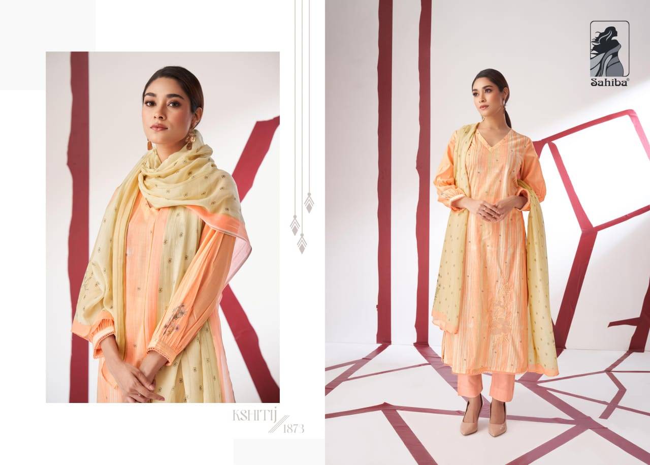 Kshitij By Sahiba Fabrics Beautiful Festive Suits Colorful Stylish Fancy Casual Wear & Ethnic Wear Muslin Silk Dresses At Wholesale Price