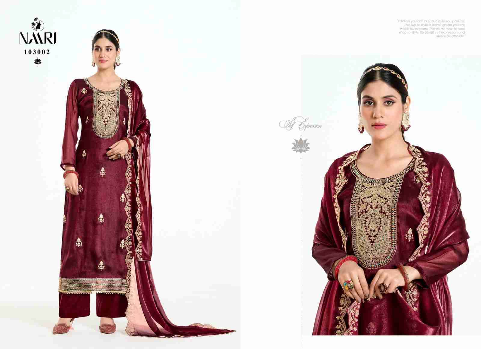 Maanvi By Naari 103001 To 103004 Series Beautiful Stylish Festive Suits Fancy Colorful Casual Wear & Ethnic Wear & Ready To Wear Pure Silk Dresses At Wholesale Price