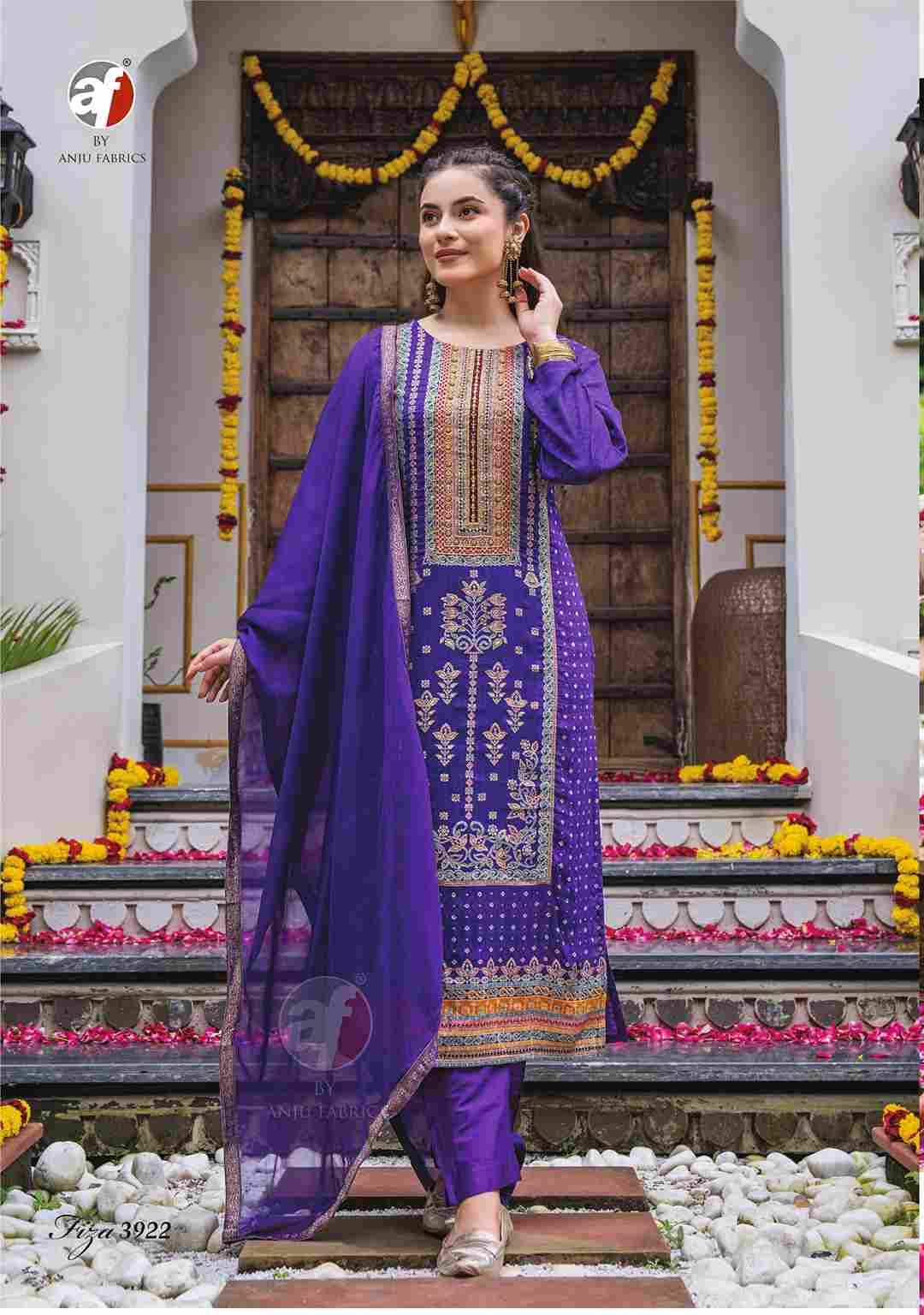 Fiza Vol-2 By Anju Fabrics 3921 To 3925 Series Designer Festive Suits Collection Beautiful Stylish Fancy Colorful Party Wear & Occasional Wear Pure Dola Jacquard Embroidered Dresses At Wholesale Price