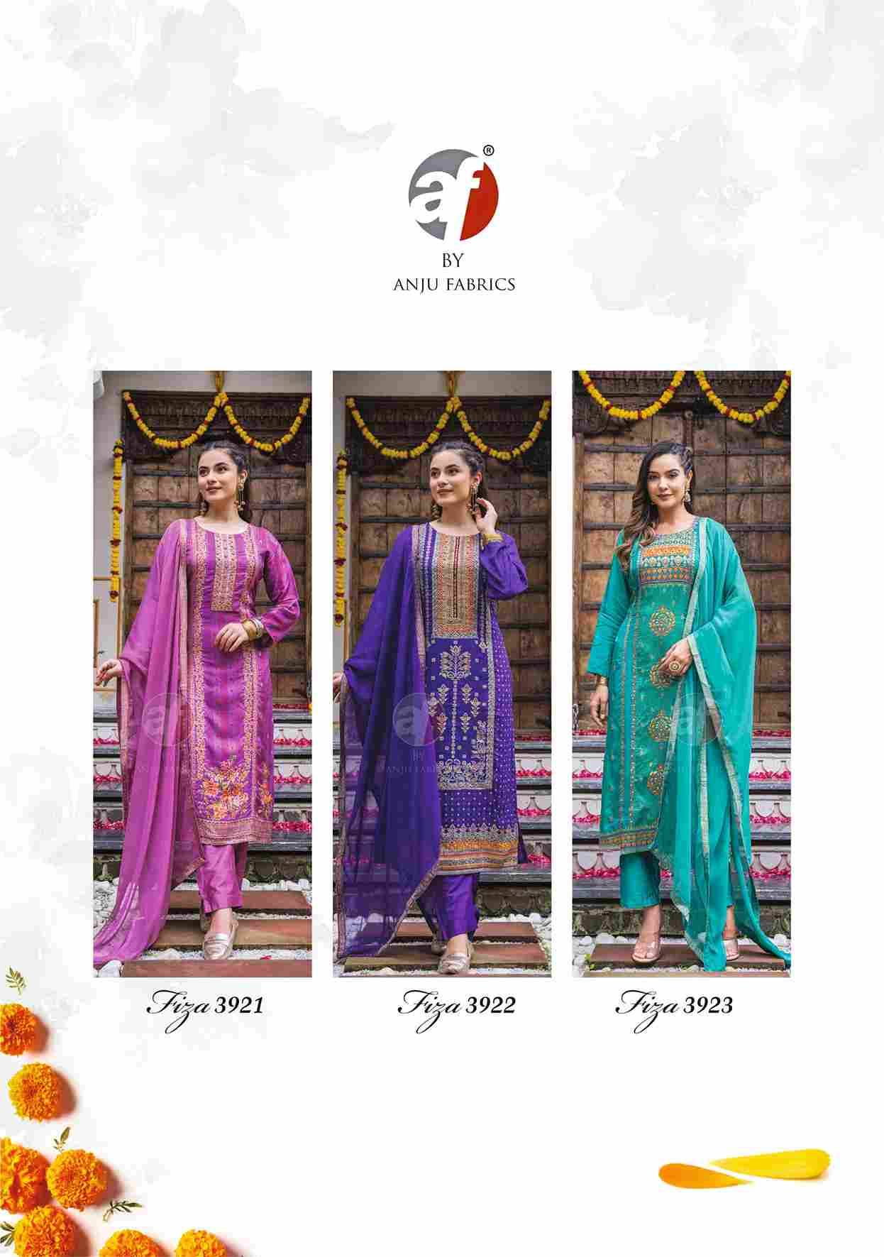 Fiza Vol-2 By Anju Fabrics 3921 To 3925 Series Designer Festive Suits Collection Beautiful Stylish Fancy Colorful Party Wear & Occasional Wear Pure Dola Jacquard Embroidered Dresses At Wholesale Price